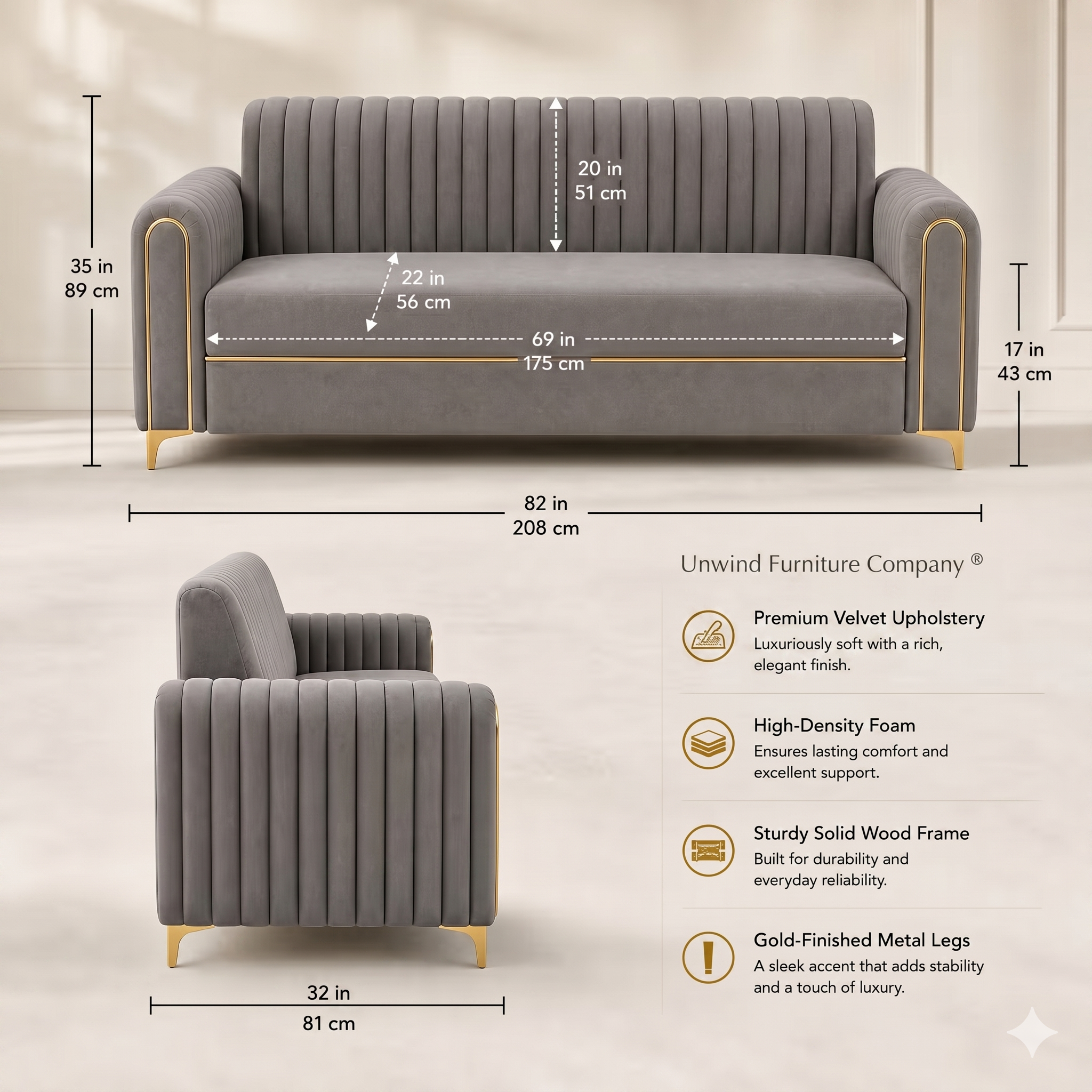 Austin 3+2 / 3+1+1 Sofa Made to Order Custom Crafted