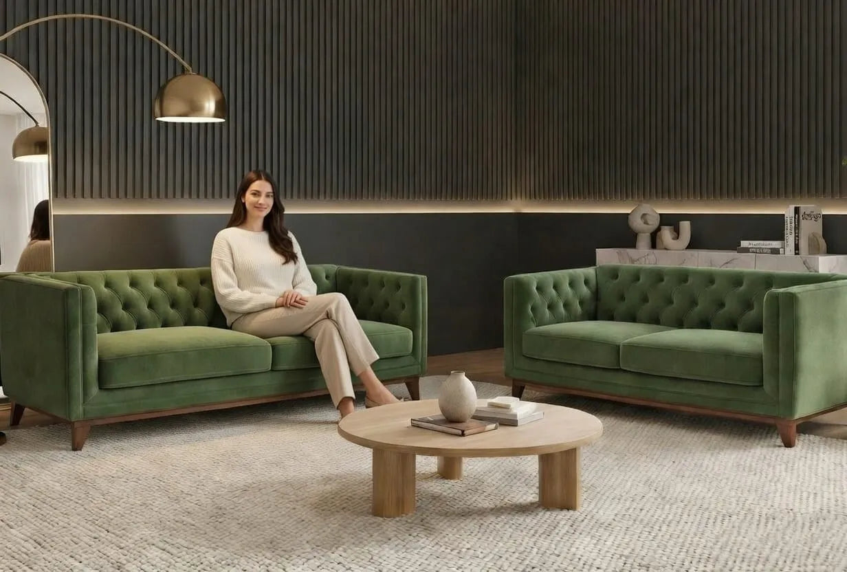 Elite Military Green Sofa Set (3+2) for Modern Living Rooms