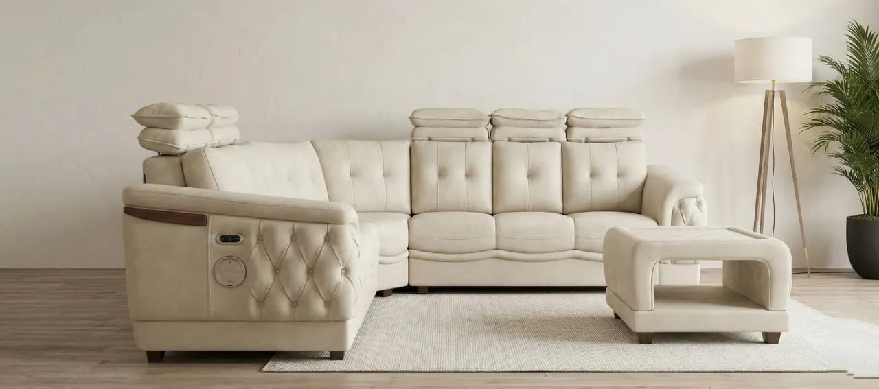 Imperial Luxury Sofa Collection (3+2+2+Corner) with Glass Coffee Table