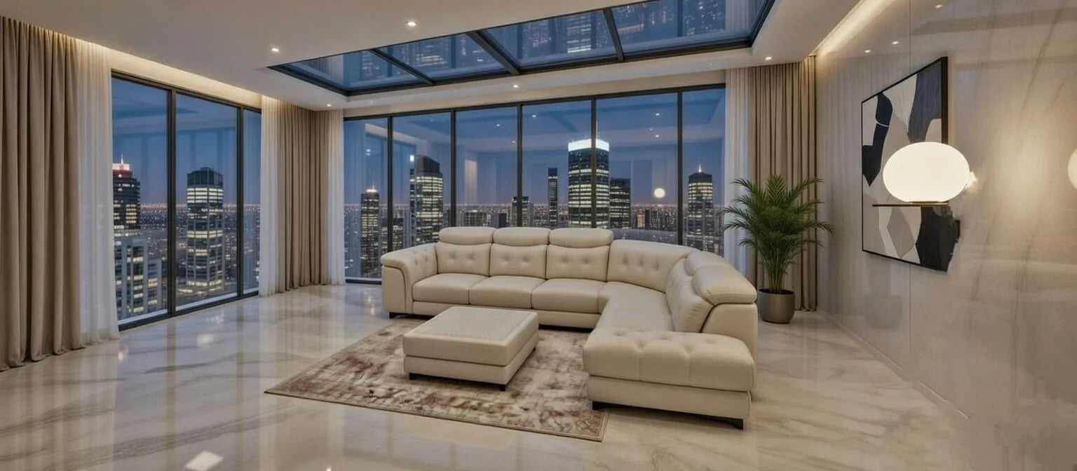 Imperial Luxury Sofa Collection (3+2+2+Corner) with Glass Coffee Table