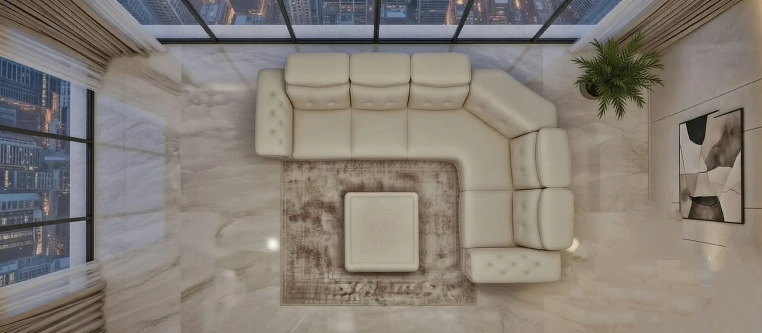 Imperial Luxury Sofa Collection (3+2+2+Corner) with Glass Coffee Table