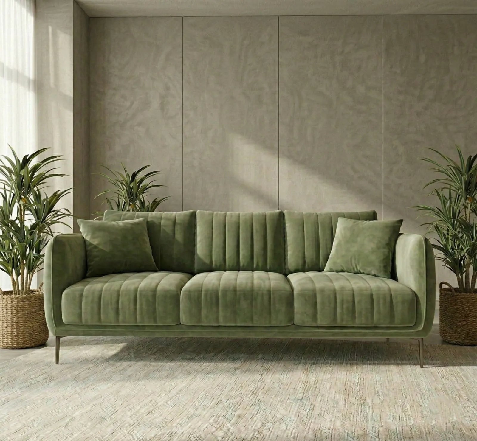 Nordic Military Green Leather Sofa – 1, 2 & 3 Seater Options