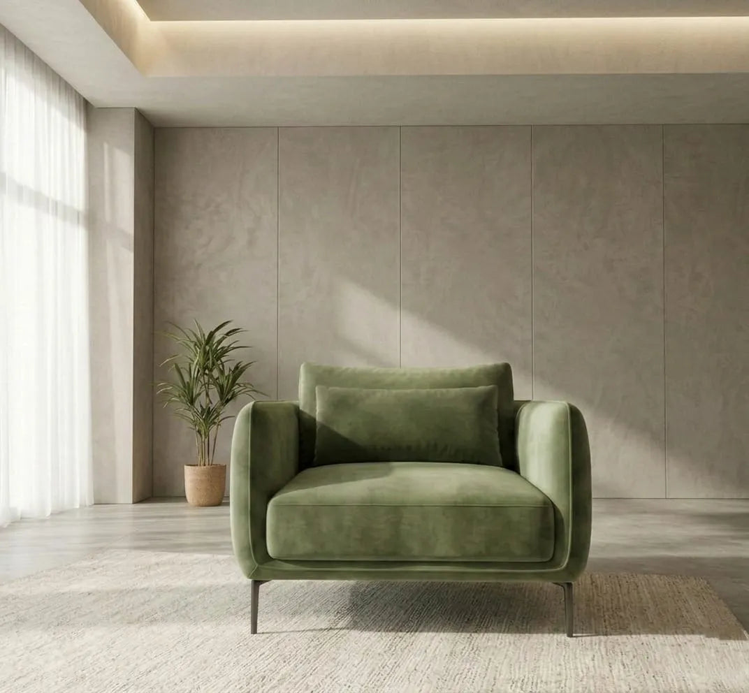Nordic Military Green Leather Sofa – 1, 2 & 3 Seater Options