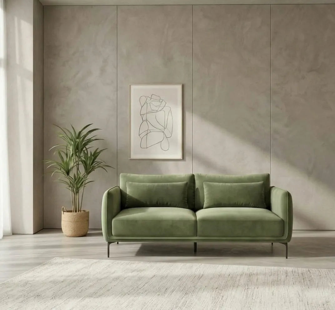 Nordic Military Green Leather Sofa – 1, 2 & 3 Seater Options