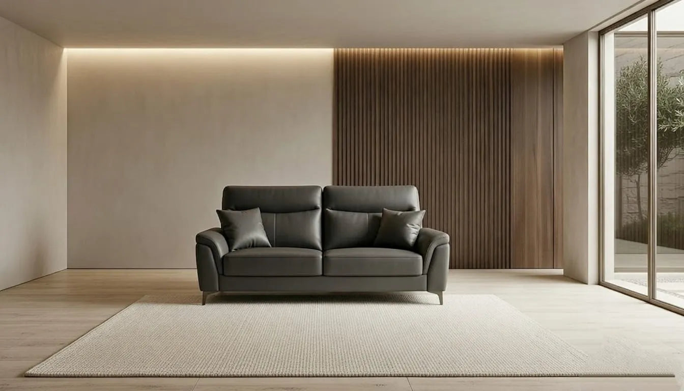 Verona Grey Leather Sofa Set (3+2) – Modern Living Room Seating